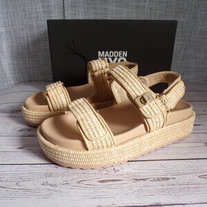 Madden NYC Women’s Raffia Flatform Sandals with Adjustable Straps